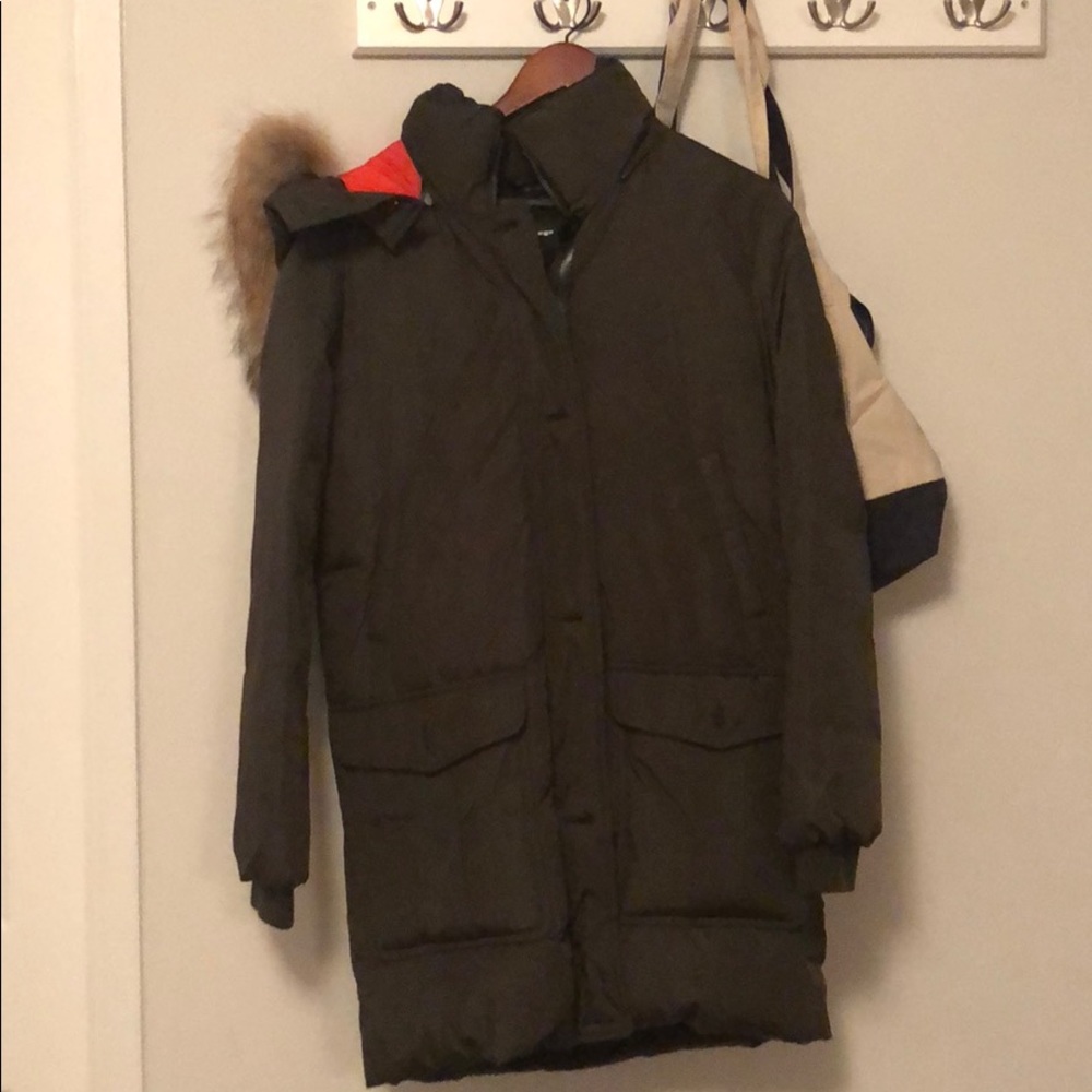 Mackage winter puff coat in army green w/ fur hood